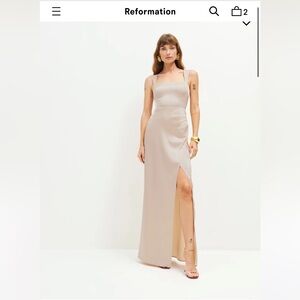 NWT Reformation Isolene Satin Slit Maxi Dress